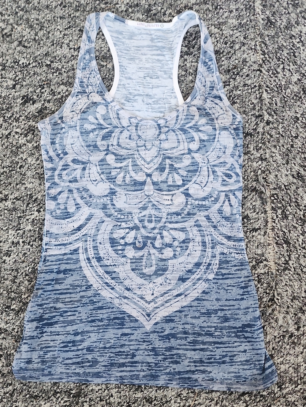 Women's Blue Printed Racerback Tank Top by Love & Violets Size Small